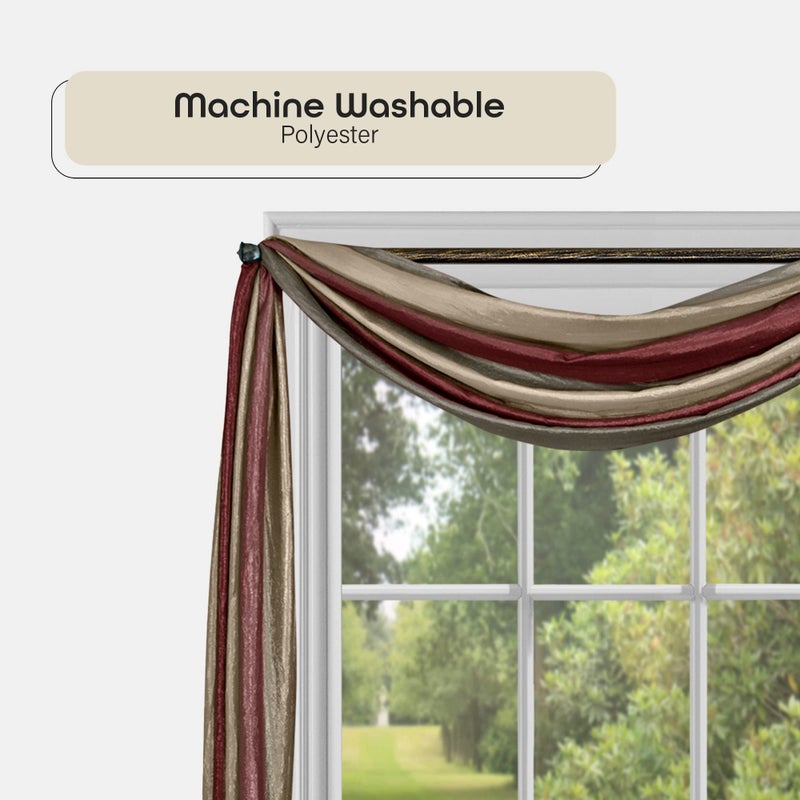 ACHIM Sheer Window Scarf Valance - 50 Inch Width x 144 Inch Length (Burgundy) - Light Filtering Polyester Curtain Scarf - Lightweight Drapes for Living Room, Bedroom & Dining Room Home Decor - Image 3